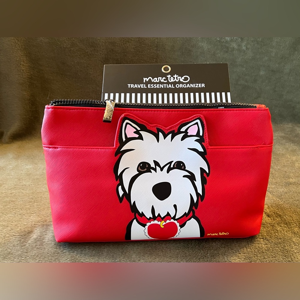 NWT Marc Tetro Red Westie Travel Essential Organizer